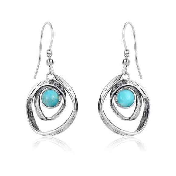 Jewelry - 2570 Turquoise Earrings 925 Sterling Silver Turquoise Dangle Earrings